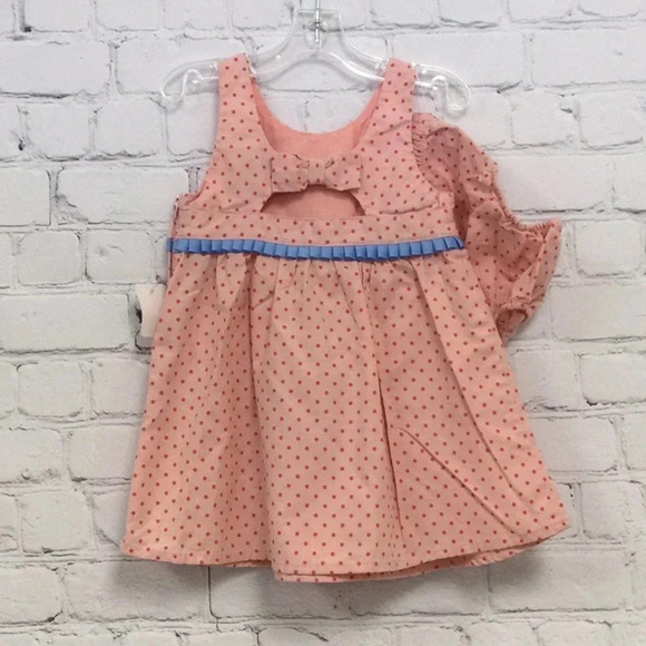 Nautica 2Pc Pink Polka Dot Summer Dress size 12M - Picture 6 of 8